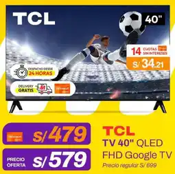 Metro TCL TV 40" QLED FHD Google TV oferta