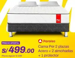 Metro Paraiso Cama Per 2 plazas Acero + 2 almohadas + 1 protector oferta