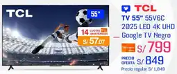 Metro TCL TV 55" 55V6C 2025 LED 4K UHD Google TV Negro oferta
