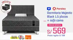 Metro Paraíso Dormitorio Majestic Black 1.5 plazas + sofá cama oferta