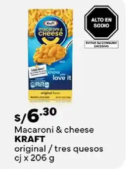 Plaza Vea Kraft original/tres quesos macaroni & cheese cj oferta