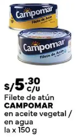 Plaza Vea Campomar filete de atún en aceite vegetal/ en agua la oferta