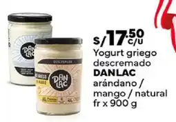 Plaza Vea Danlac yogurt griego descremado arándano / mango/natural fr oferta