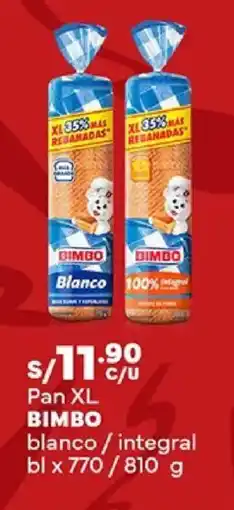 Plaza Vea Bimbo pan xl blanco / integral bl oferta