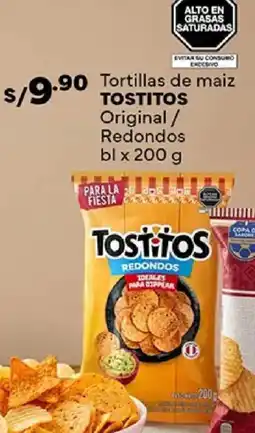 Plaza Vea Tostitos tortillas de maiz original / redondos bl oferta