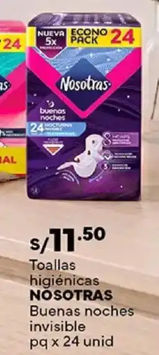 Plaza Vea Nosotras toallas higiénicas buenas noches invisible pq oferta