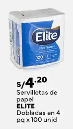 Plaza Vea Elite servilletas de papel dobladas en oferta
