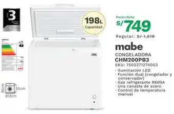 Mabe CONGELADORA CHM200PB3