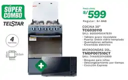 Marcimex TELSTAR COCINA 20" TCG020110 + MICROONDAS 20L. TMDP007510CT oferta
