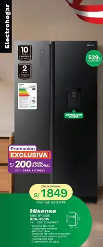 Marcimex Hisense SIDE BY SIDE BCD-558W oferta