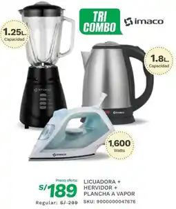 Marcimex Imaco licuadora + hervidor + plancha a vapor oferta