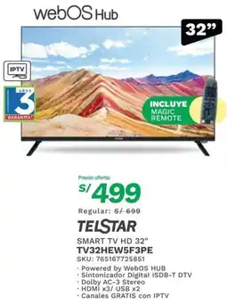 Marcimex TELSTAR SMART TV HD 32" TV32HEW5F3PE oferta