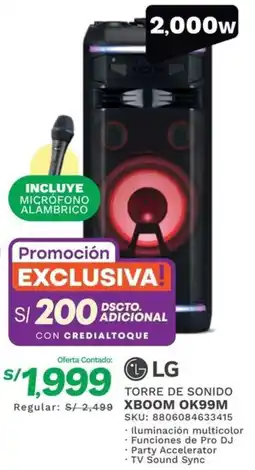 Marcimex LG TORRE DE SONIDO XBOOM OK99M oferta