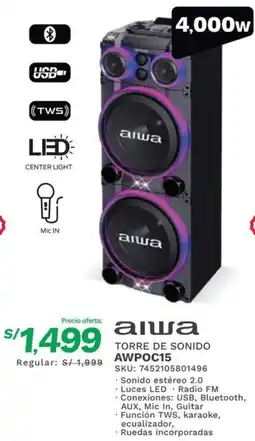 Marcimex Aiwa TORRE DE SONIDO AWPOC15 oferta