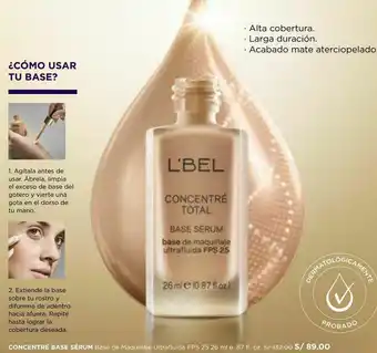 L'Bel Concentré base sérum base de maquillaje ultrafluida fps 25 26 ml oferta
