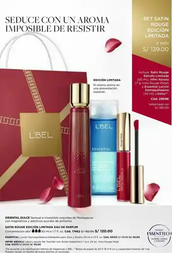 L'Bel Set satin rouge edición limitada oferta