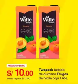 Metro del Valle bebida de durazno Frugos oferta