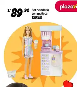 Plaza Vea Barbie set heladería con muñeca oferta