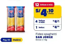 Makro San Jorge fideo spaghetti oferta