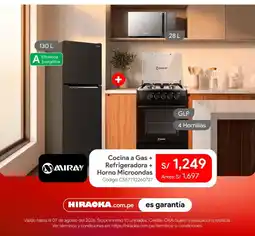 Hiraoka Amiray cocina a gas refrigeradora horno microondas oferta