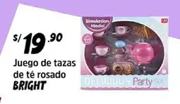 Plaza Vea Bright juego de tazas de té rosado oferta