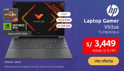 Hiraoka Hp laptop gamer victus 15-fb3020la oferta