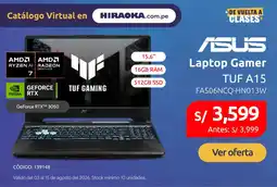 Hiraoka Asus laptop gamer tuf a15 oferta