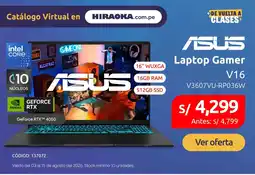 Hiraoka Asus laptop gamer v16 oferta