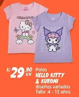 Plaza Vea Polos hello kitty & kuromi oferta