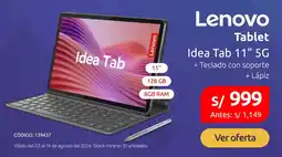 Hiraoka Lenovo Tablet Idea Tab 11" 5G oferta