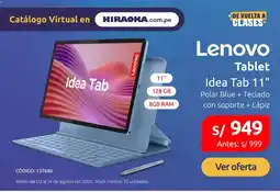 Hiraoka Lenovo Tablet Idea Tab 11" oferta