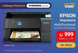 Hiraoka Epson impresora multifuncional ecotank l4360 dúplex oferta