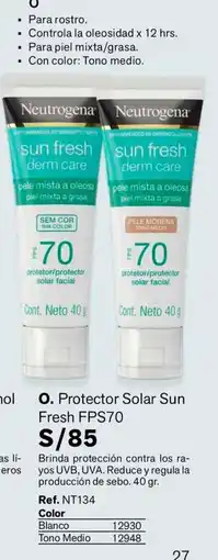 Leonisa Neutrogena protector solar sun fresh oferta