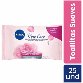 Tottus Nivea toallitas desmaquillantes roses x 25 unid oferta