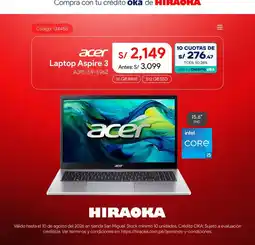 Hiraoka Acer Laptop Aspire 3 oferta