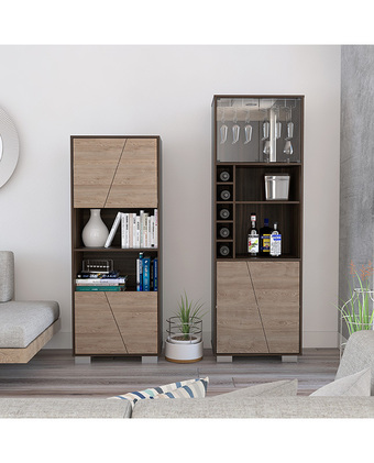 Tiendas EFE Combo tuhome biblioteca + bar alto fraktal - habano/miel oferta
