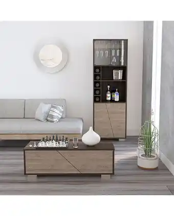 Tiendas EFE Combo tuhome bar alto + mesa centro fraktal - habano/miel oferta
