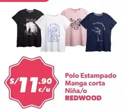 Hiperbodega Precio Uno Redwood Polo Estampado Manga corta Niña/o oferta
