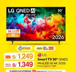 Metro LG Smart TV 50" QNED MiniLED AI 4K 2026 oferta