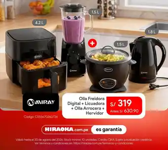 Miray olla freidora digital + licuadora + olla arroceras + hervidor
