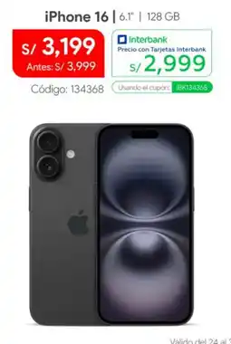 Hiraoka iPhone 16 6.1 128 GB oferta