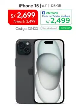 Hiraoka iPhone 15 6.1 128 GB oferta