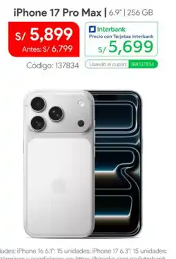 Hiraoka iPhone 17 Pro Max 6.9 256 GB oferta