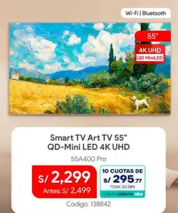 Hiraoka Smart TV Art TV 55" QD-Mini LED 4K UHD 55A400 Pro oferta