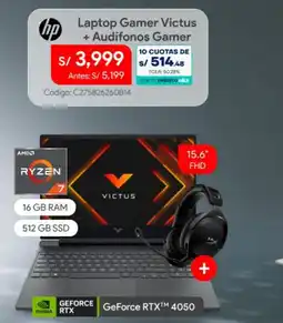 Hiraoka Hp laptop gamer victus + audifonos gamer oferta