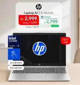 Hiraoka Hp laptop ai 15-fd2360la oferta