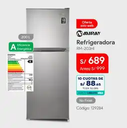 Hiraoka Miray refrigeradora rm-203hi oferta