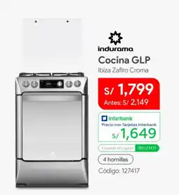 Hiraoka indurama cocina glp ibiza zafiro croma oferta