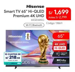 Hiraoka Hisense Smart TV 65" Hi-QLED Premium 4K UHD oferta