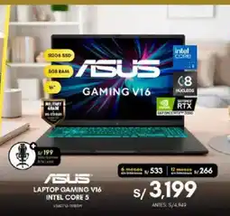 La Curacao Asus laptop gaming v16 intel core 5 oferta